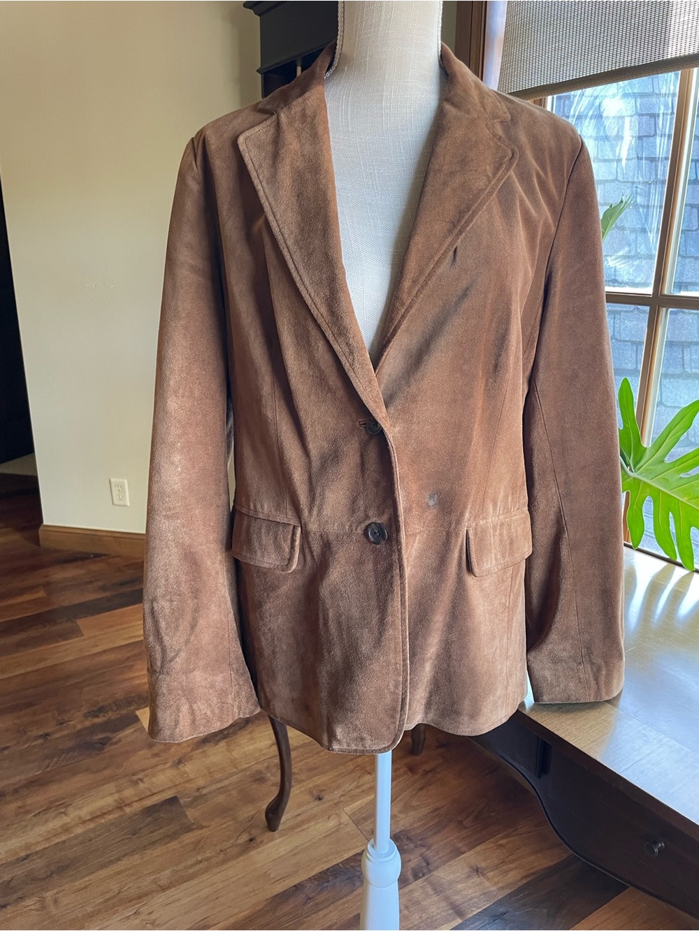 Banana Republic Brown Suede Blazer Jacket size 14 AS IS